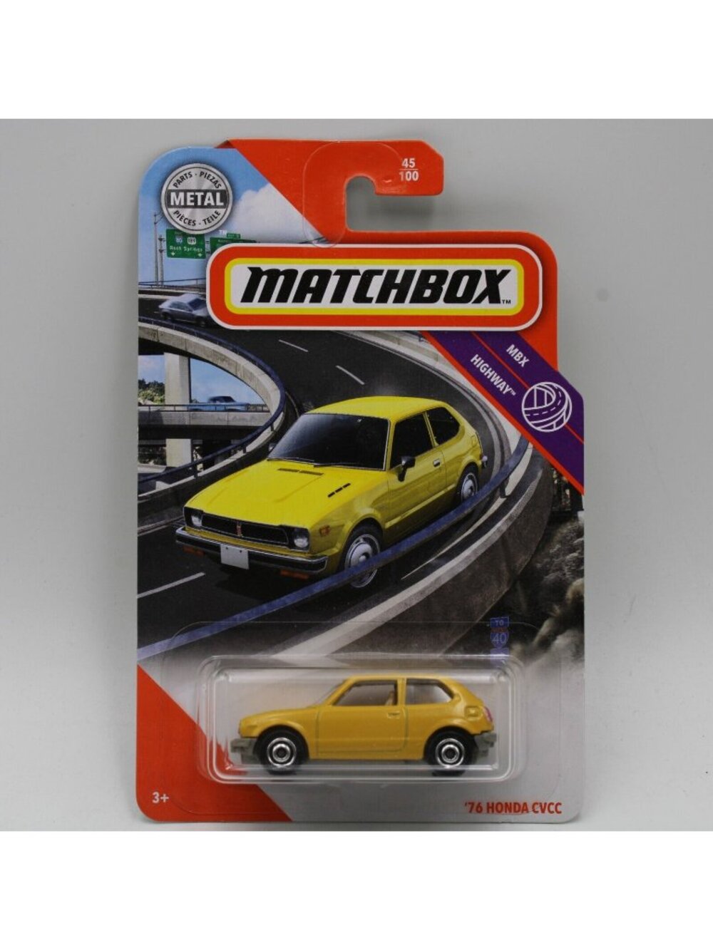 Matchbox '76 Honda CVCC Yellow 2020 MBX Highway 48/100